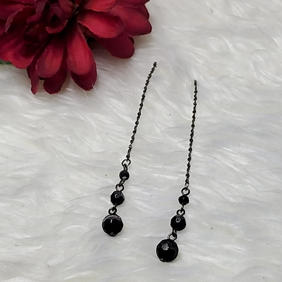 E346 Minimalist Faceted Bead Drop Earrings - Picture 8 of 14